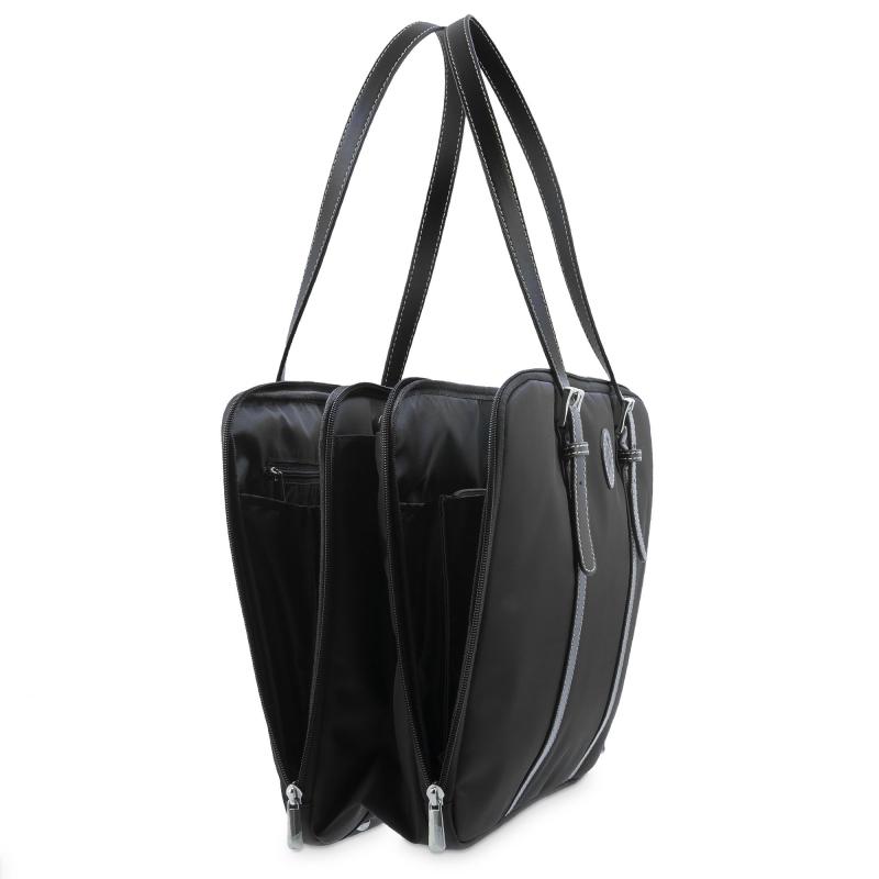 El potro Bolso carpeta en lona negro y piel vacuno color negro-Paris Tienda
