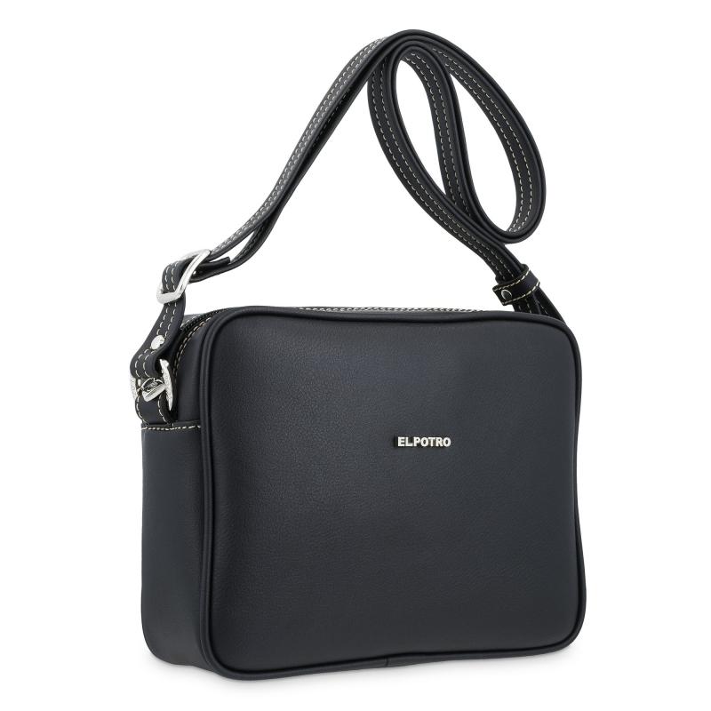 El potro Bolso bandolera pequeña mujer en lona color negro-Angula Envío internacional gratuito