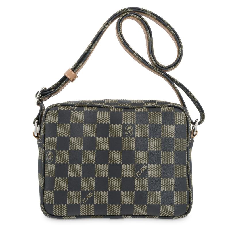El potro Bolso bandolera pequeña mujer en lona color negro-Chess Tienda de fábrica