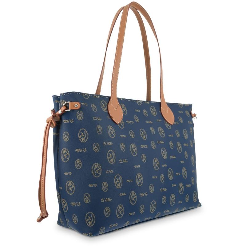 El potro Bolso Tote mujer en lona y piel vacuno color azul - Lona COMPRAR AHORA