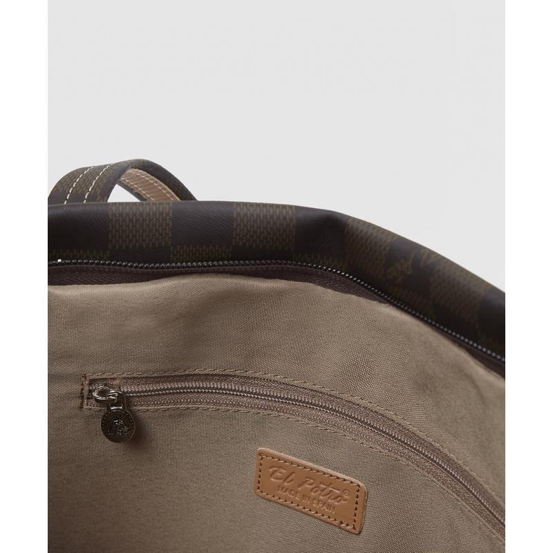 El potro Bolso Tote mujer en lona y piel vacuno color marrón -Chess Oferta especial de fábrica