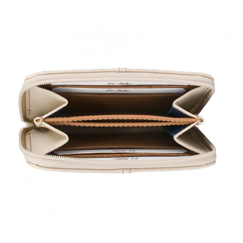 El potro Monedero mujer en lona y piel vacuno color beige - Base Outlet