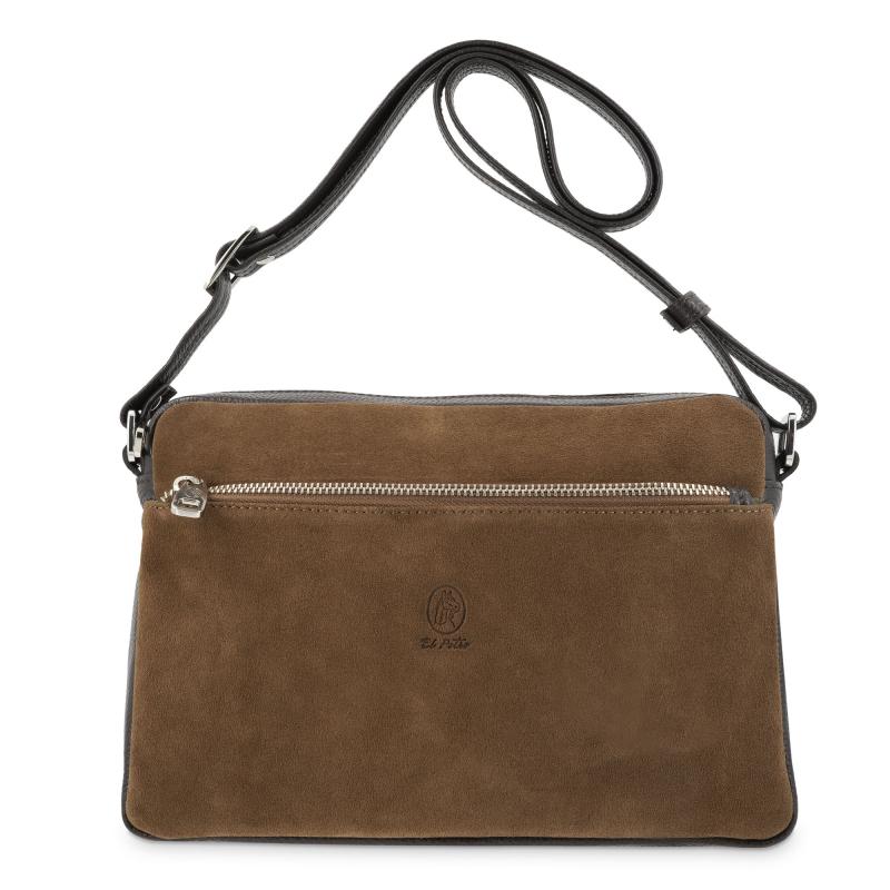 El potro Bolso Bandolera mujer en piel vacuno color castaño/ marrón -Natural