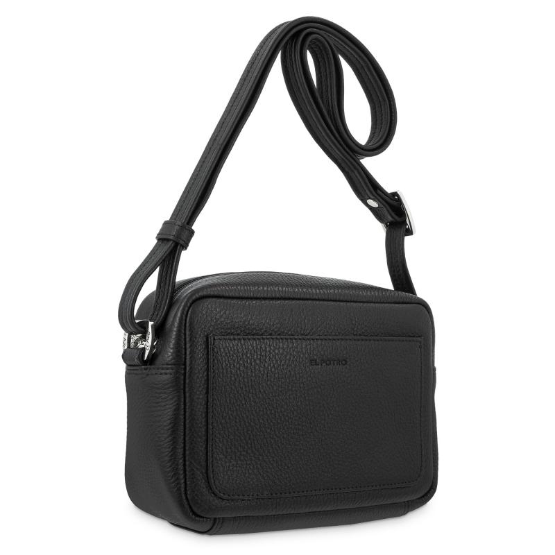 El potro Bolso bandolera pequeño con cremallera en piel vacuno color negro - Floater Envío internacional gratuito