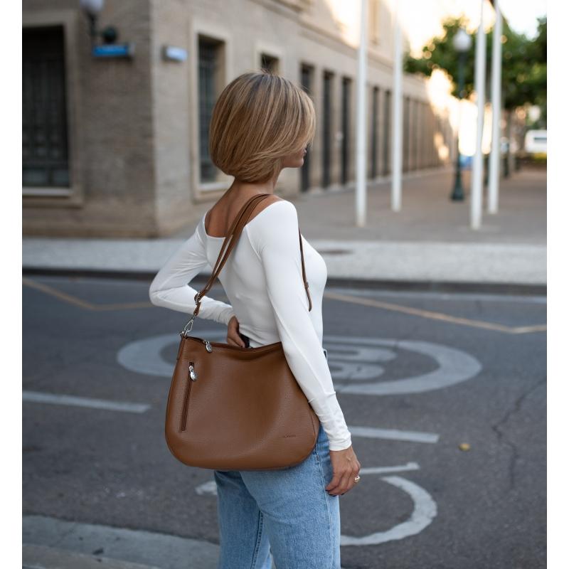 El potro Bolso Hobo mujer en piel vacuno color cuero - Floater Precios de Black Friday
