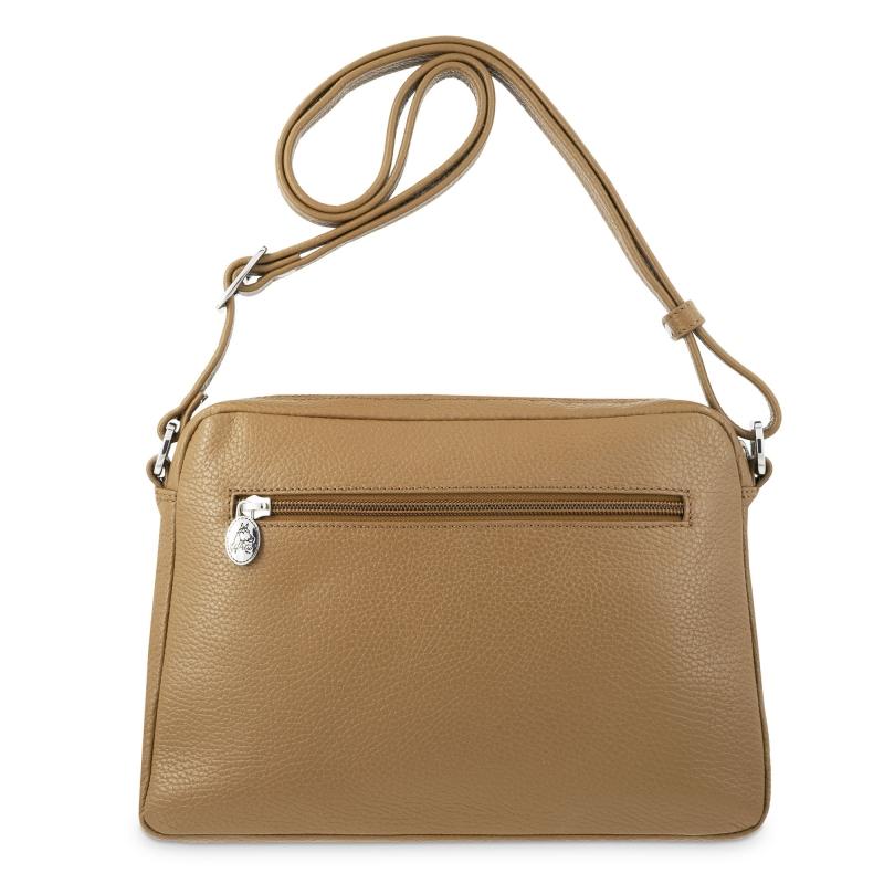 El potro Bolso bandolera grande 3 cremalleras mujer en piel vacuno color cuero - Floater Libre de impuestos