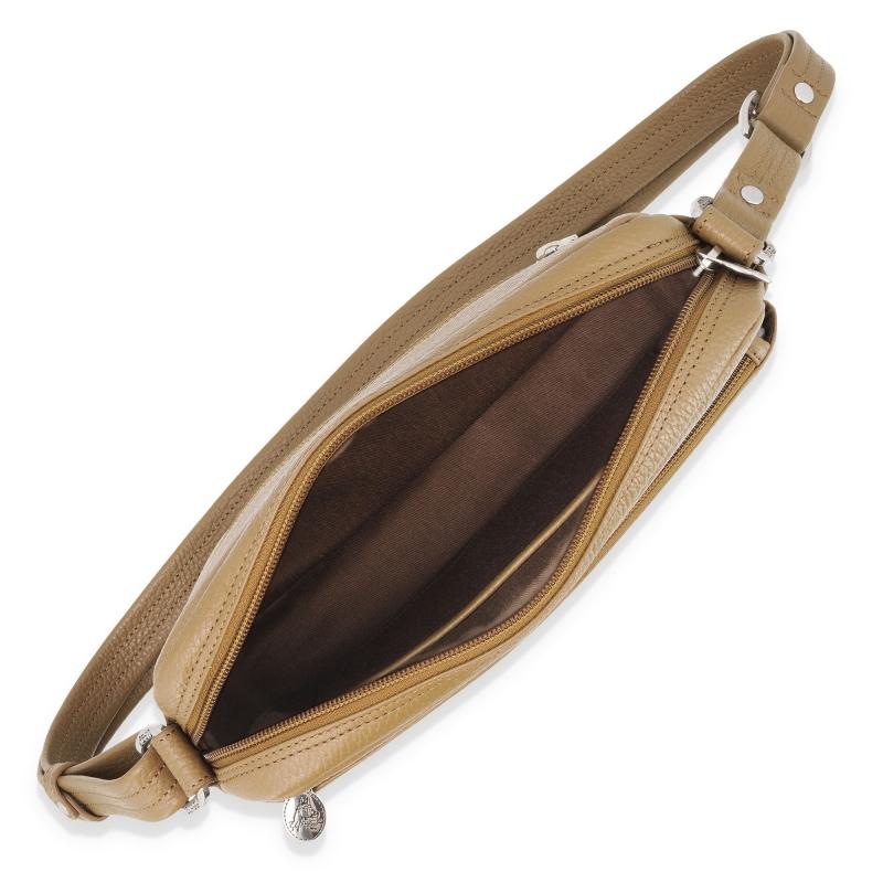 El potro Bolso bandolera grande 3 cremalleras mujer en piel vacuno color cuero - Floater Libre de impuestos