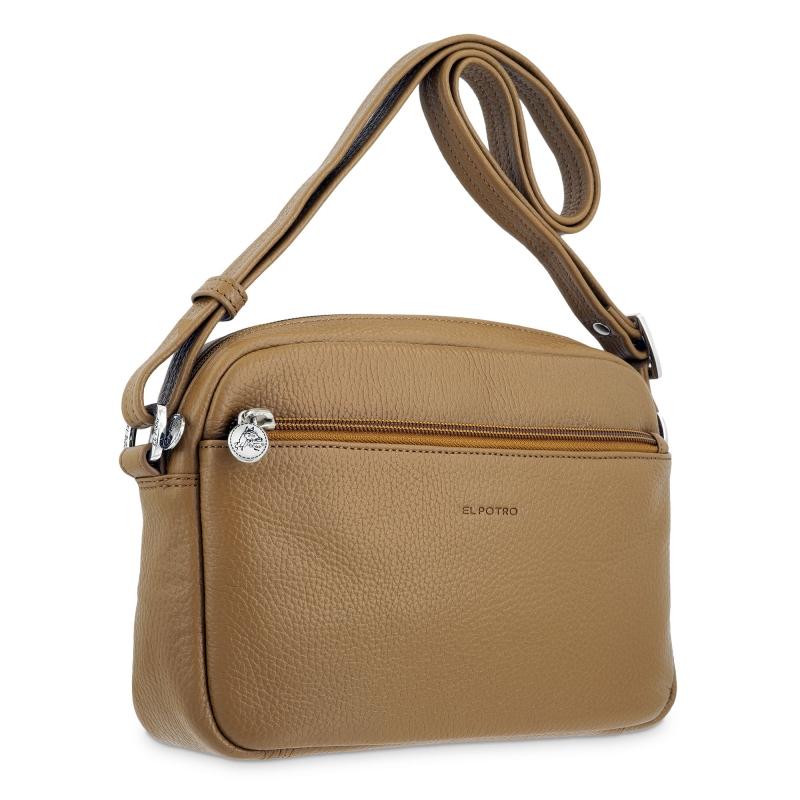 El potro Bolso bandolera mediano 3 cremalleras en piel vacuno color cuero - Floater Descuentos del mes