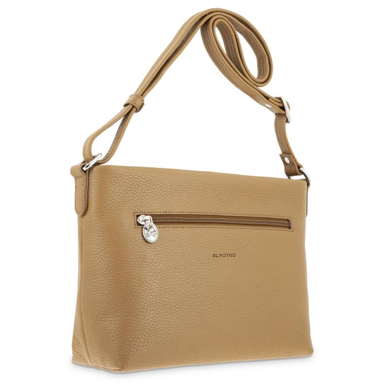 El potro Bolso suave bandolera de 3 cremalleras mujer en piel vacuno color cuero- Floater Oferta exclusiva