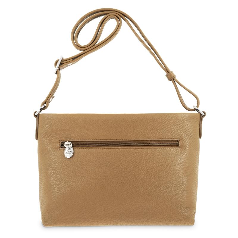 El potro Bolso suave bandolera de 3 cremalleras mujer en piel vacuno color cuero- Floater Oferta exclusiva