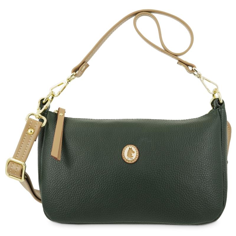El potro Bolso de 2 asas de mujer en piel vacuno color verde- Oasis
