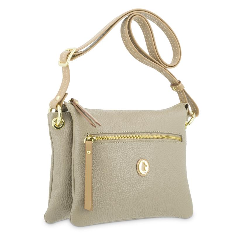 El potro Bolso Hobo de mujer en piel vacuno color topo- Oasis En oferta