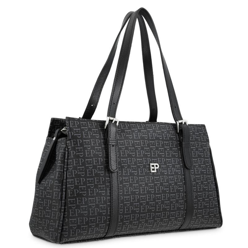 El potro Bolso Bowling mujer en lona y piel vacuno color negro-Insignia Los más vendidos