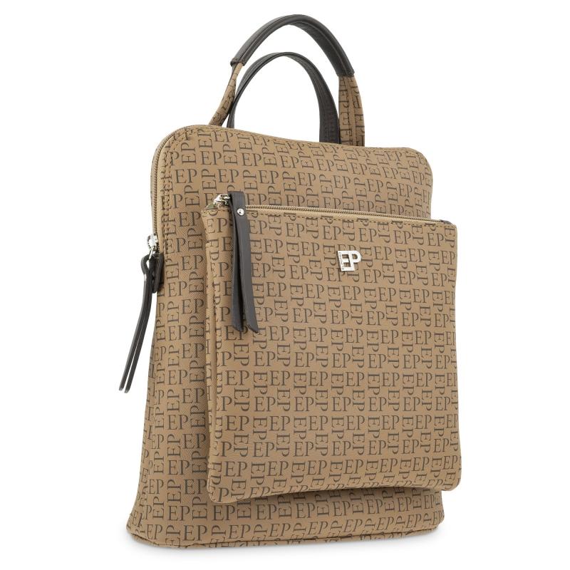 El potro Mochila bolso color moca con print de logos-EL POTRO Tienda