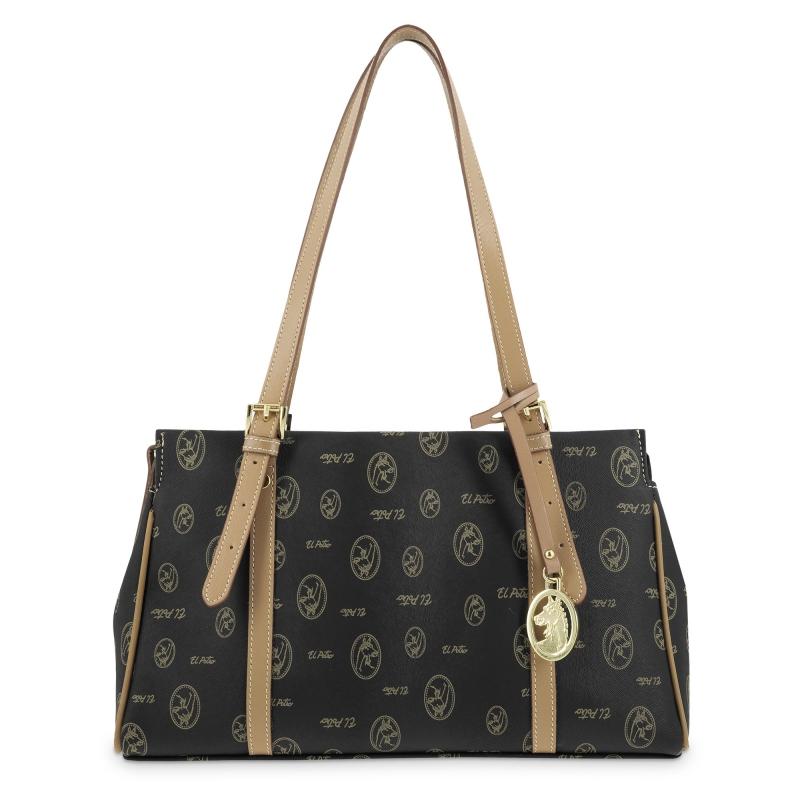 El potro Bolso Bowling mujer en lona y piel vacuno color negro - Vintage