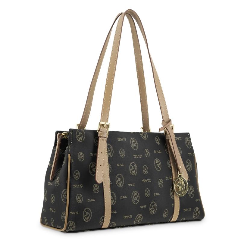 El potro Bolso Bowling mujer en lona y piel vacuno color negro - Vintage Envío gratis