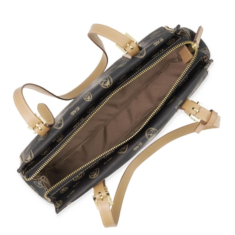 El potro Bolso Bowling mujer en lona y piel vacuno color negro - Vintage Envío gratis