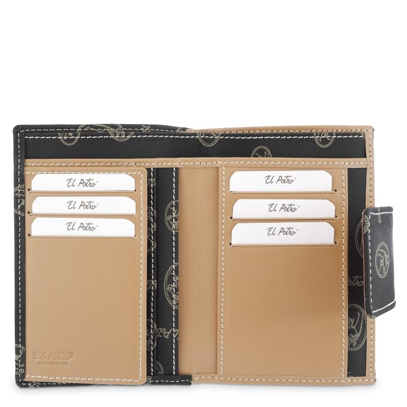 El potro Cartera mujer en lona y piel vacuno color negro - Vintage Oferta especial