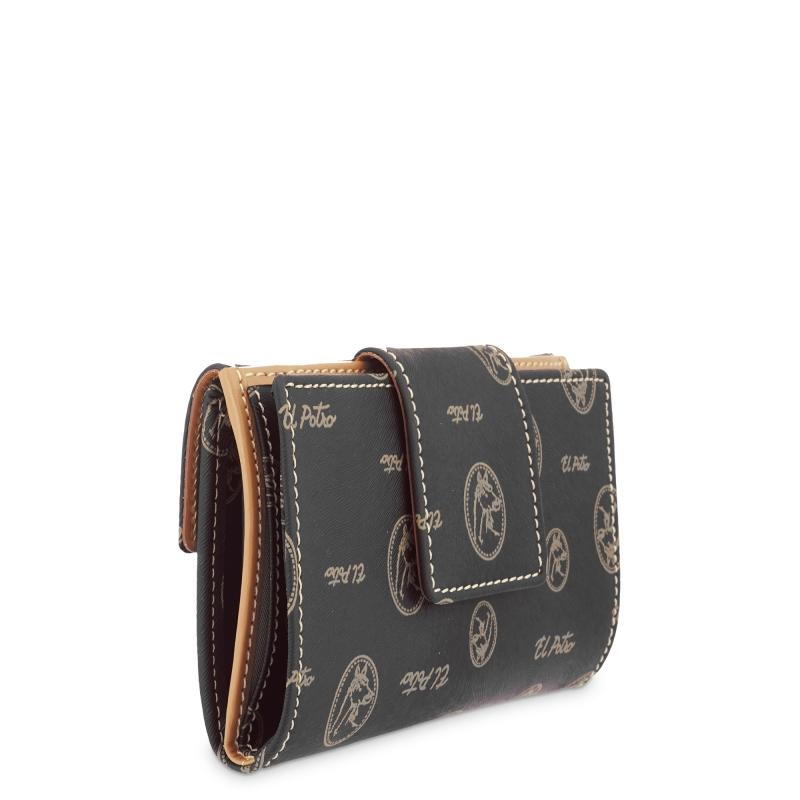 El potro Cartera mujer en lona y piel vacuno color negro - Vintage Oferta especial