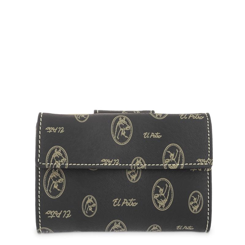 El potro Cartera mujer en lona y piel vacuno color negro - Vintage Oferta especial