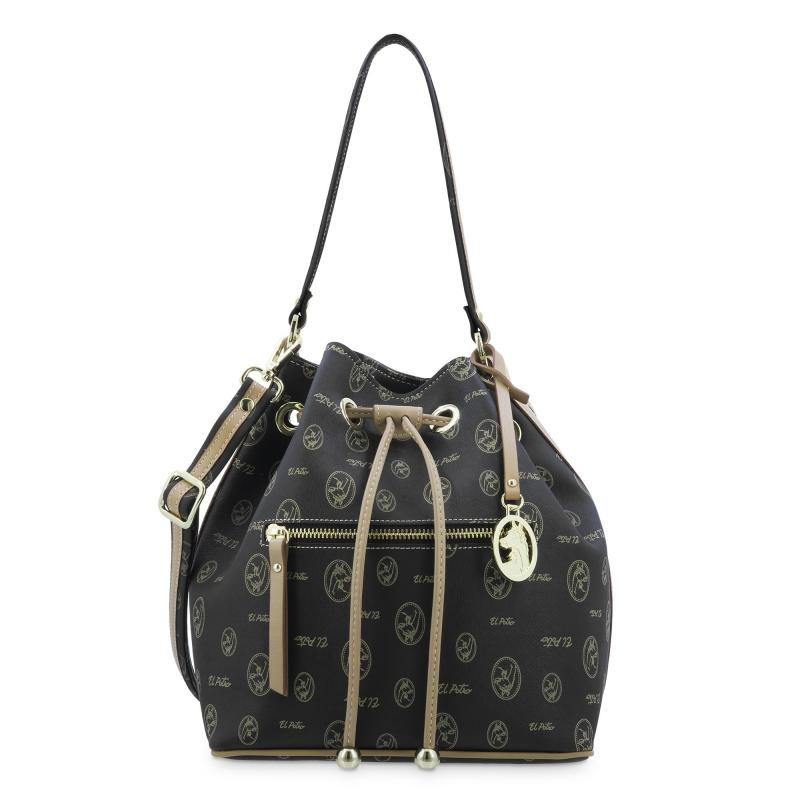 El potro Bolso saco mujer en lona negro y piel vacuno cuero-Vintage Envío gratis