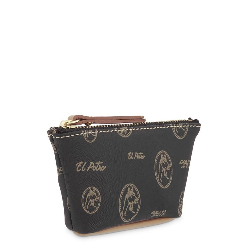 El potro Monedero mujer en lona y piel vacuno color negro - Vintage Últimos 3 días