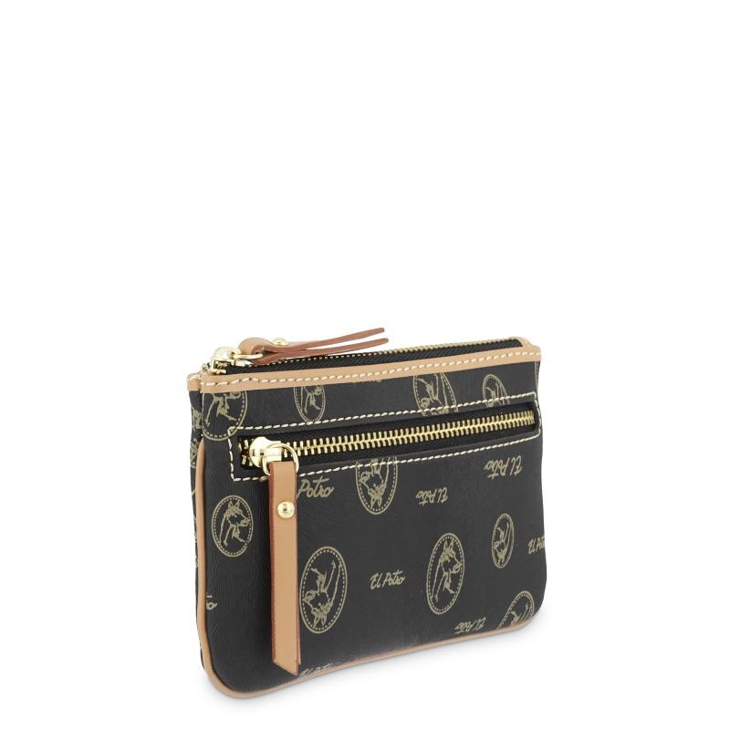 El potro Monedero mujer en lona y piel vacuno color negro - Vintage COMPRAR AHORA