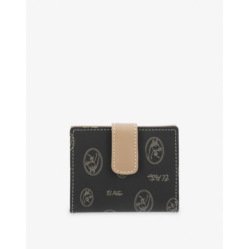 El potro Cartera mujer en lona y piel vacuno color negro - Vintage ÚLTIMAS EDICIONES