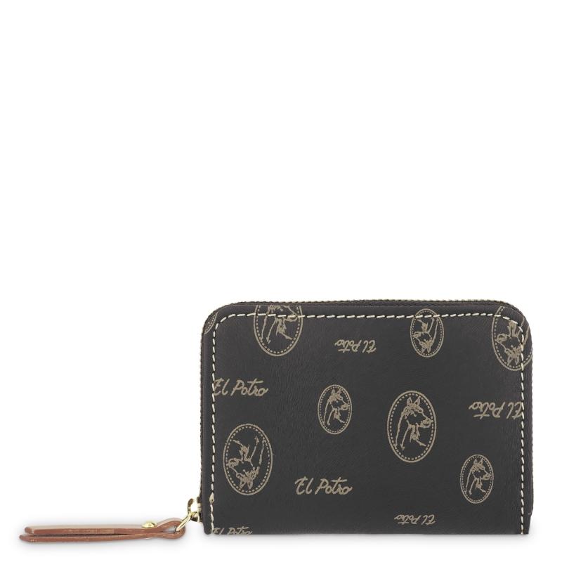 El potro Monedero mujer en lona y piel vacuno color negro- Vintage Últimos 2 días