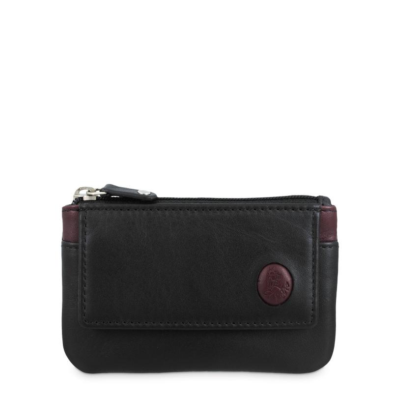 El potro Monedero llavero con solapa hombre en piel vacuno color negro/burdeos-Tribeca Precio de fábrica