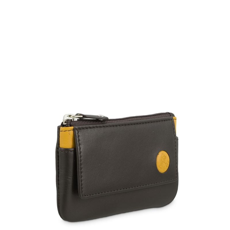 El potro Monedero llavero con solapa hombre en piel vacuno color marrón/amarilo-Tribeca Promoción por tiempo limitado