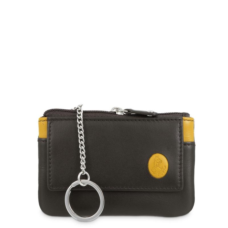 El potro Monedero llavero con solapa hombre en piel vacuno color marrón/amarilo-Tribeca Promoción por tiempo limitado