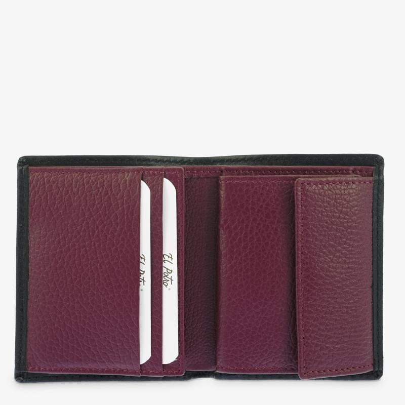 El potro Cartera Billetera con Monedero Interior hombre en piel vacuno color negro/burdeos Tribeca-El Potro Oferta especial de fábrica