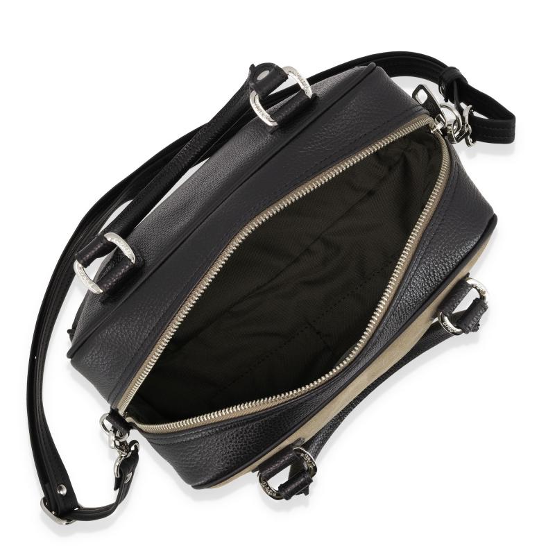 El potro Bolso Bowling mujer en piel vacuno color topo/negro - Natural Grandes descuentos