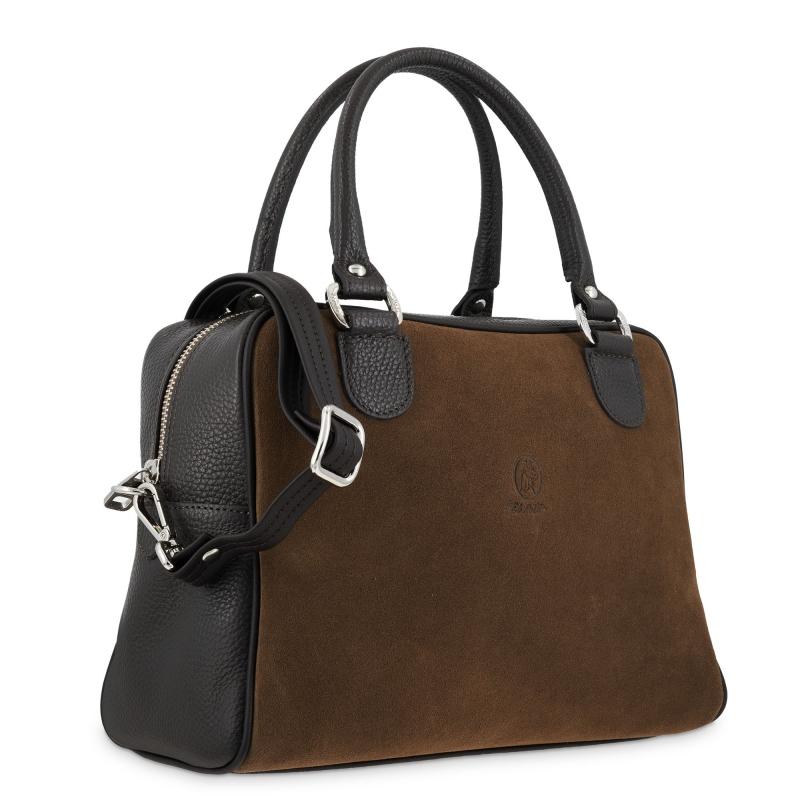 El potro Bolso Bowling mujer en piel vacuno color topo/negro - Natural Grandes descuentos