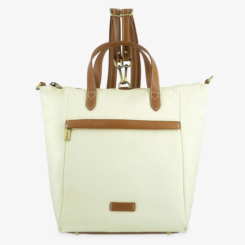 El potro Bolso cesta mochila ivory coñac- EL POTRO