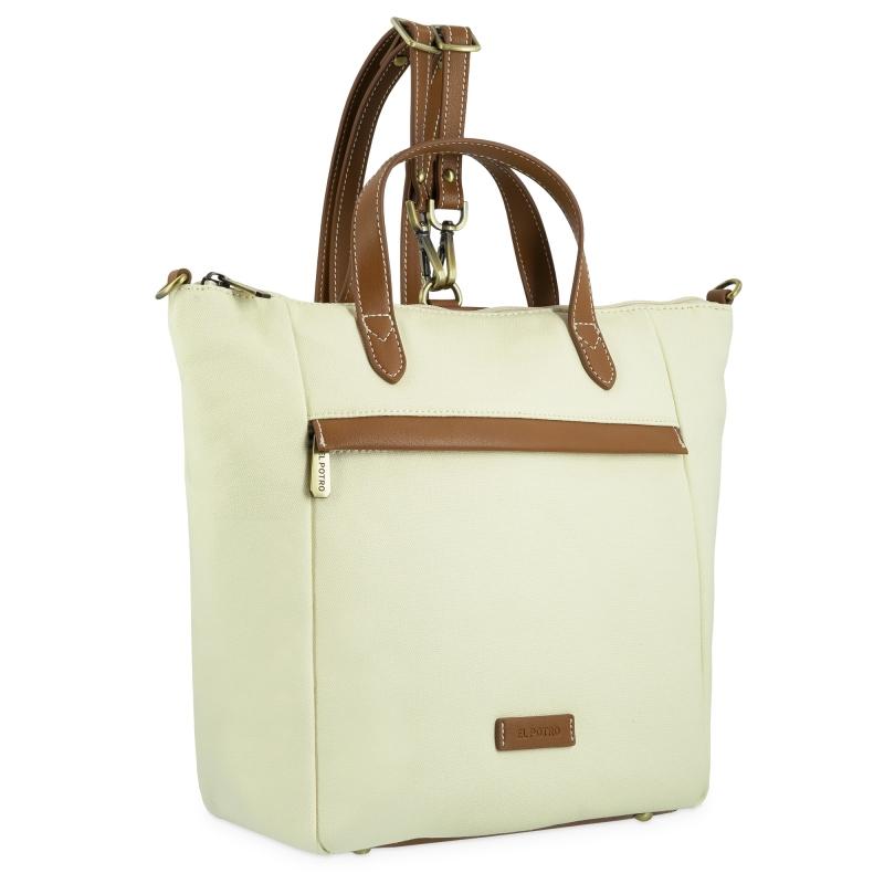 El potro Bolso cesta mochila ivory coñac- EL POTRO Tienda de fábrica