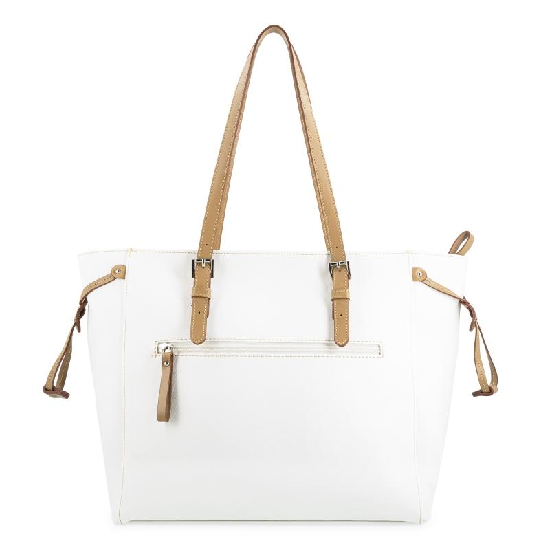 El potro Bolso Shopping mujer en lona y piel vacuno color blanco- Base Precios de Black Friday