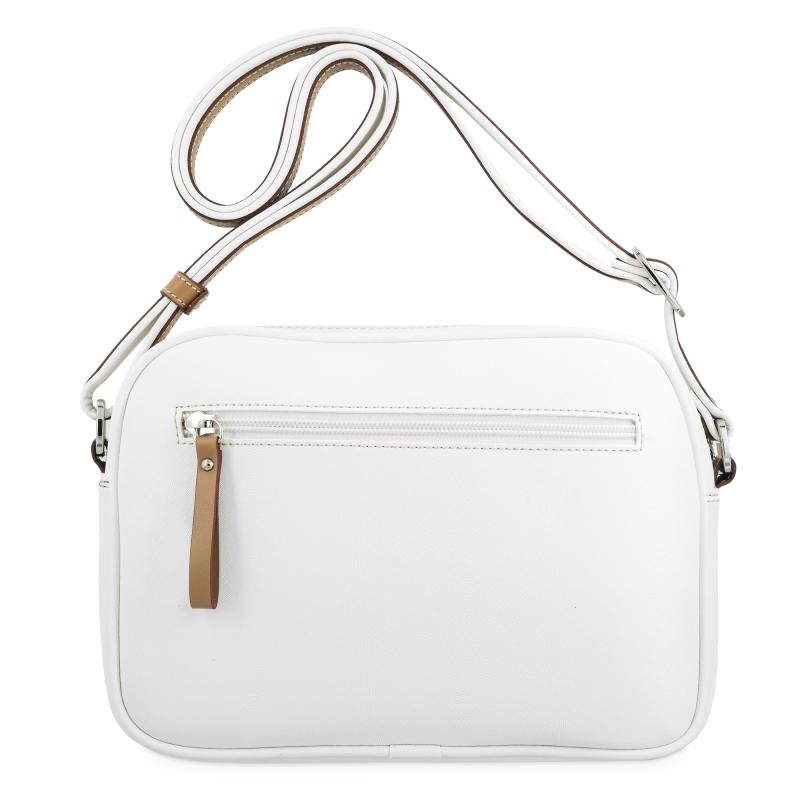 El potro Bolso bandolera cremalleras mujer en lona y piel vacuno color blanco - Base Libre de impuestos