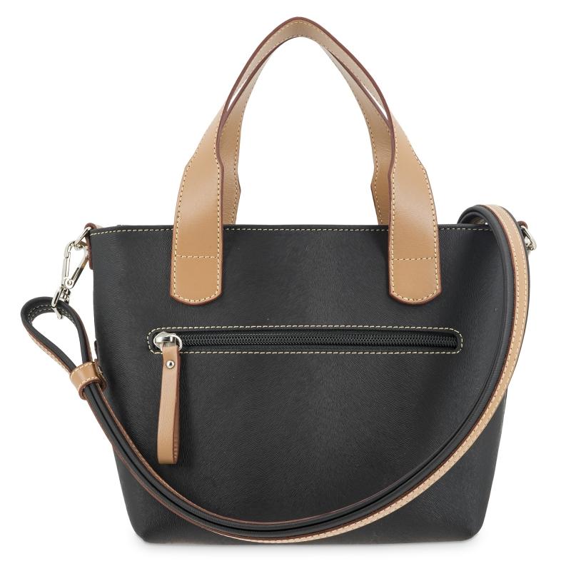 El potro Bolso cesta pequeño de mujer en lona y piel vacuno color negro - Base Descuento por venta flash