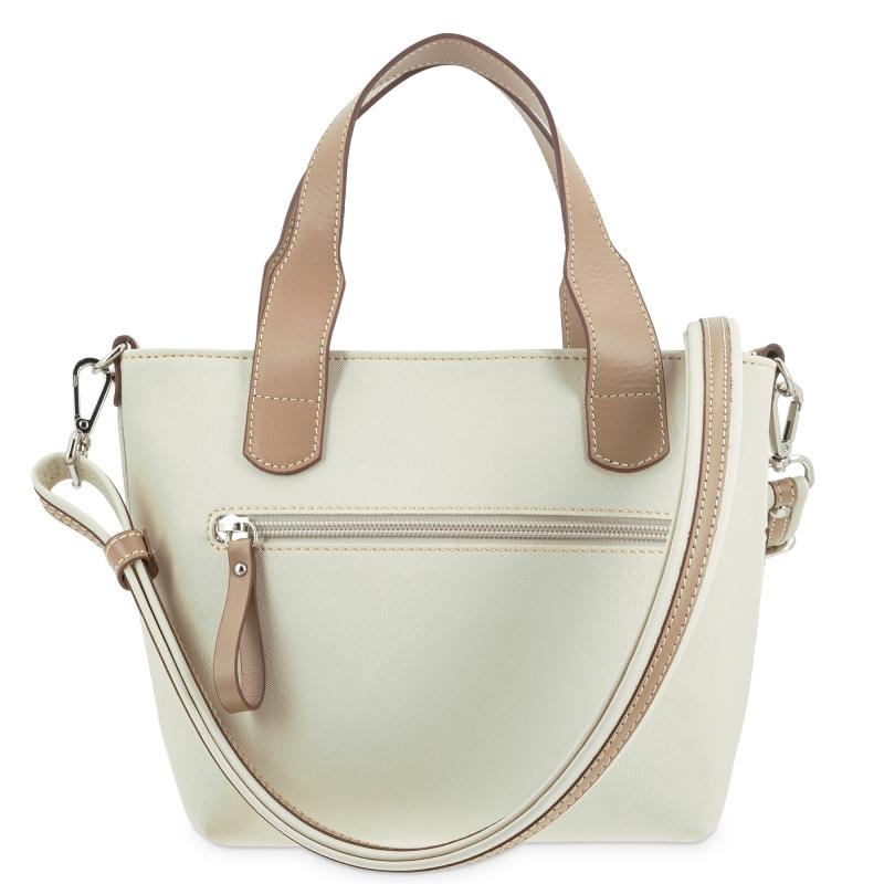 El potro Bolso cesta pequeño de mujer en lona y piel vacuno color beige - Base Ofertas de temporada