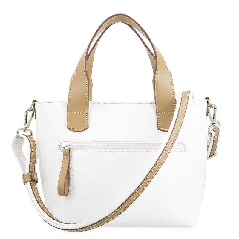 El potro Bolso cesta pequeño de mujer en lona y piel vacuno color blanco - Base Ofertas especiales