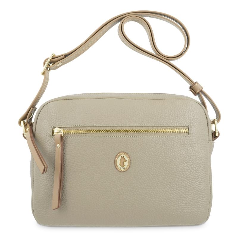 El potro Bolso bandolera de mujer en piel vacuno color topo- Oasis