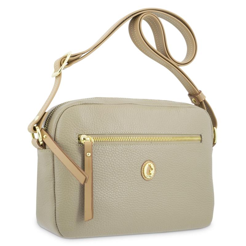 El potro Bolso bandolera de mujer en piel vacuno color topo- Oasis En línea