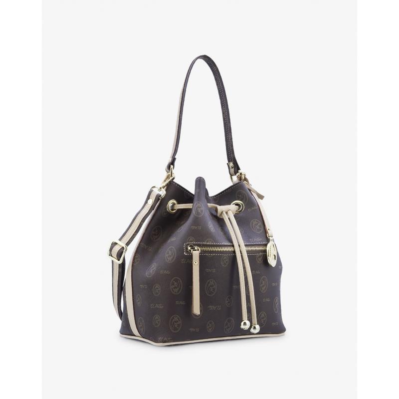 El potro Bolso saco mujer en lona marrón y piel vacuno cuero-Vintage Ofertas