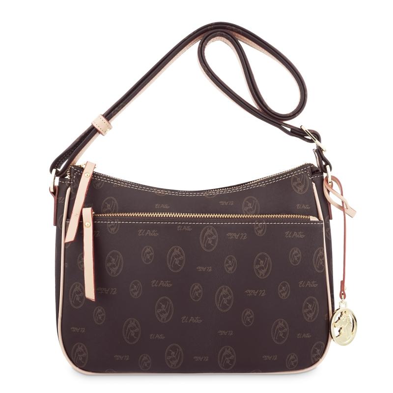 El potro Bolso Bandolera mujer en lona y piel vacuno color marrón - Vintage En oferta