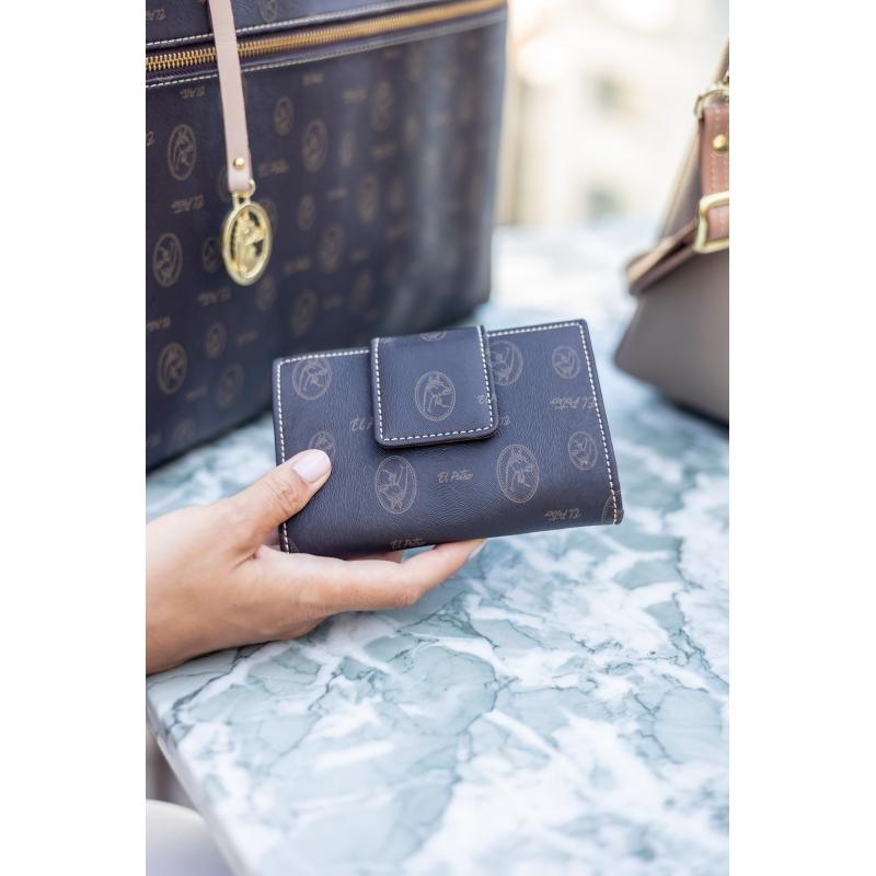 El potro Cartera mujer en lona y piel vacuno color marrón - Vintage Gran oferta