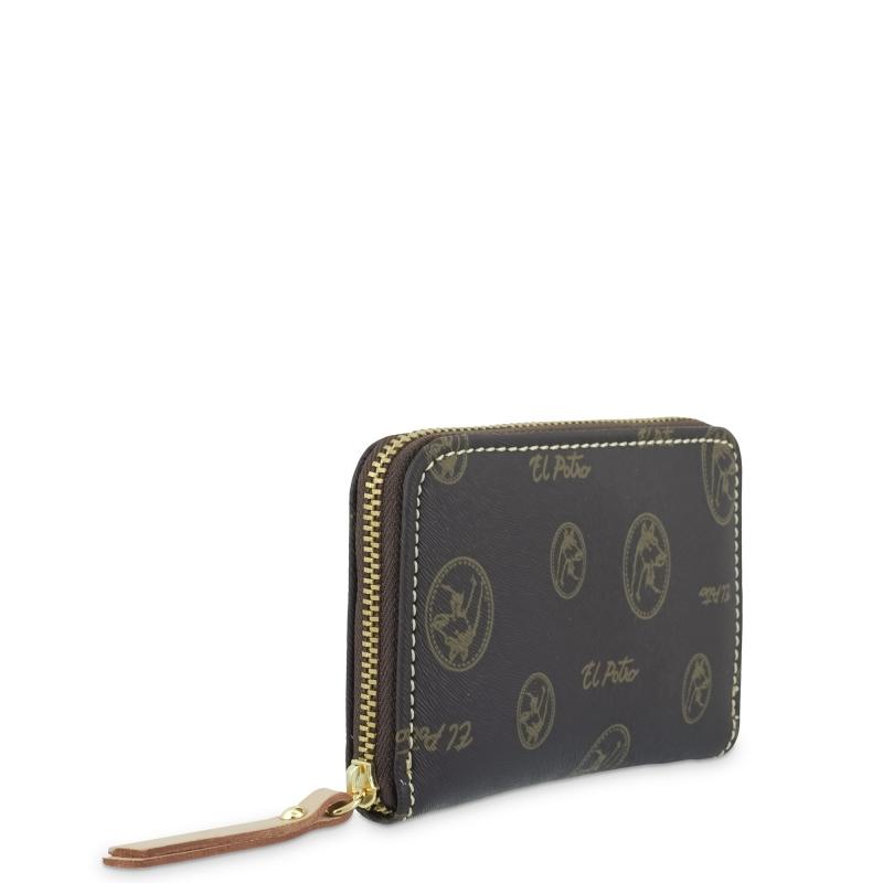 El potro Monedero mujer en lona y piel vacuno color marrón - Vintage Rebajas de fábrica