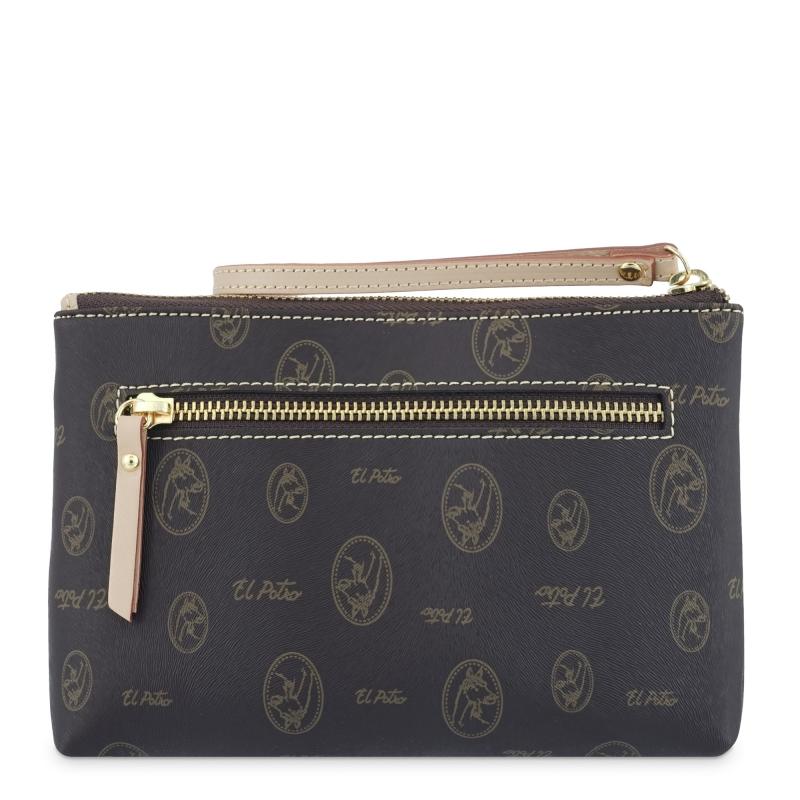 El potro Carpeta mujer en lona y piel vacuno color marrón - Vintage