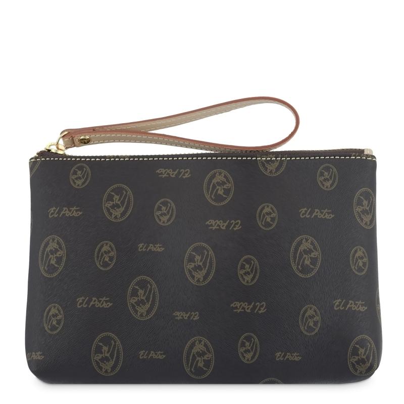 El potro Carpeta mujer en lona y piel vacuno color marrón - Vintage Los más vendidos